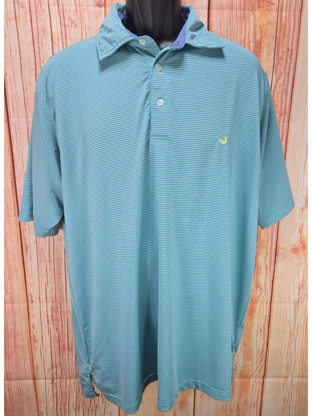 Southern Marsh Mens Aqua Striped Polo Size Large